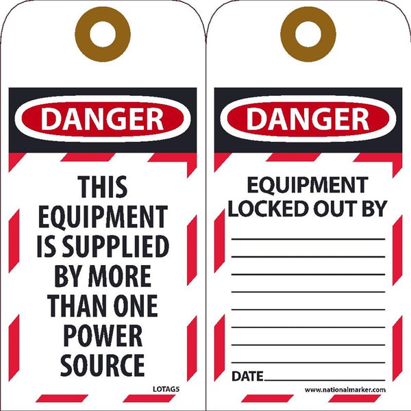 Danger This Equipment Is Supplied By More Than One Power Source Lockout Tags | LOTAG5
