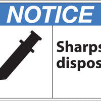 Notice Sharpes Disposal With Graphic Eco Health Safety Signs Available In Different Sizes and Materials