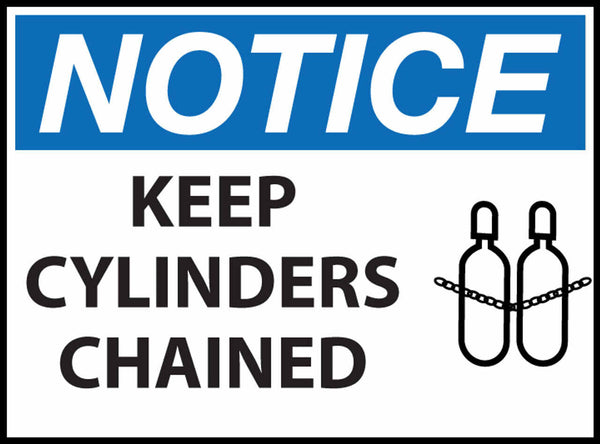 Notice Keep Cylinders Chained With Graphic Eco Health Safety Signs Available In Different Sizes and Materials