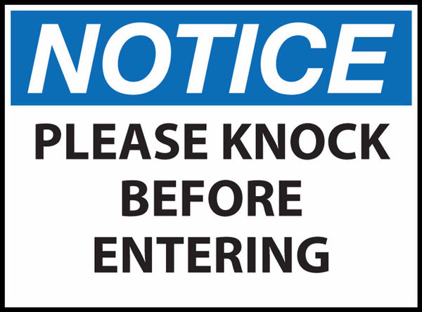 Notice Please Knock Before Entering Eco Health Safety Signs Available In Different Sizes and Materials