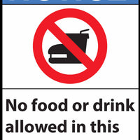 Notice No Food Or Drink Allowed In This Refrigerator Eco Health Safety Signs Available In Different Sizes and Materials