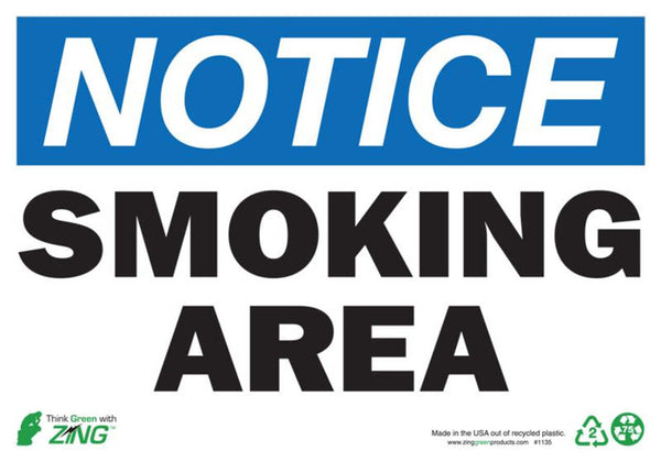 Smoking Area Eco Notice Signs Available In Different Sizes and Materials