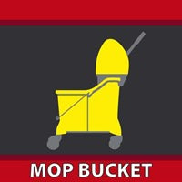 FLOOR SIGN, MOP BUCKET, RED/BLACK, 10 x 20, NON-SKID SMOOTH ADHESIVE BACKED VINYL