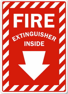 Fire Extinguiser Inside Down Arrow Eco Fire and Exit Safety Signs Available In Different Sizes and Materials