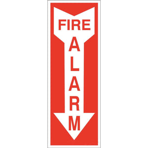 Fire Alarm Down Arrow Red On White Eco Fire and Exit Safety Signs Available In Different Materials