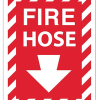Fire Hose Down Arrow Eco Fire and Exit Safety Signs Available In Different Sizes and Materials