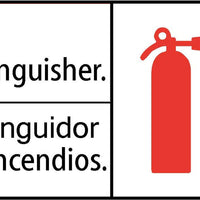Bilingual Fire Extinguiser With Graphic Eco Fire and Exit Safety Signs Available In Different Sizes and Materials