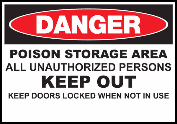 Danger Poison Storage Area Keep Out Eco Agriculture Signs Available In Different Materials