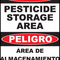 Danger Pesticide Storage Area Bilingual Eco Agriculture Signs Available In Different Materials