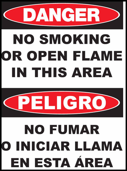 Danger No Smoking Or Open Flame Bilingual Eco Agriculture Signs Available In Different Materials
