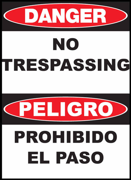 Danger No Trespassing Bilingual Eco Agriculture Signs Available In Different Materials