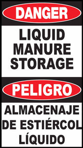 Danger Liquid Manure Storage Bilingual Eco Agriculture Signs Available In Different Materials