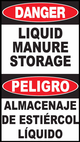 Danger Liquid Manure Storage Bilingual Eco Agriculture Signs Available In Different Materials