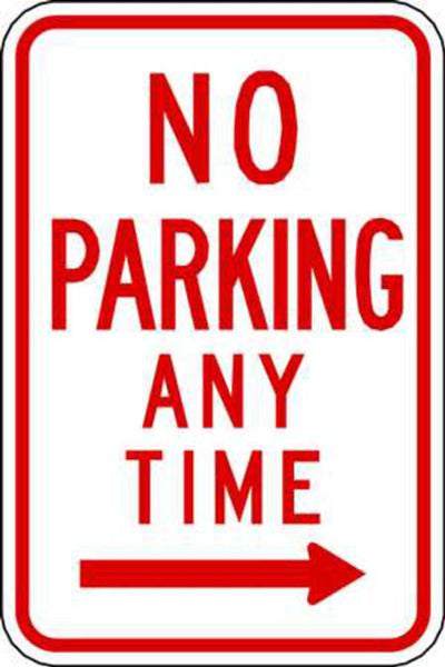 No Parking Anytime Right Arrow - Available in Different Materials - Eco Parking Signs