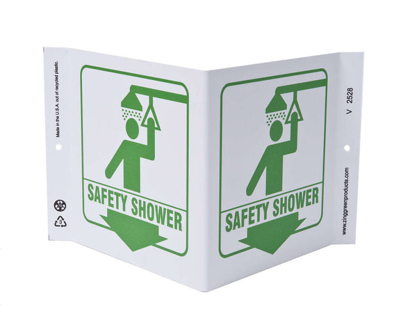 Safety Shower Down Arrow With Graphic - Eco Safety V Sign | 2528
