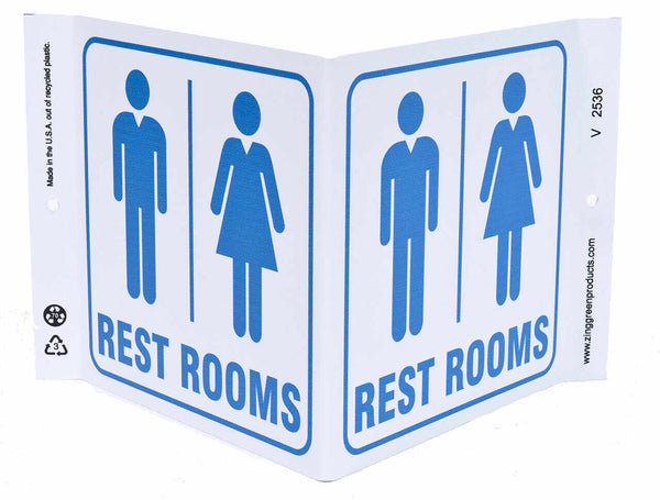 Rest Rooms With Graphic - Eco Safety V Sign | 2536