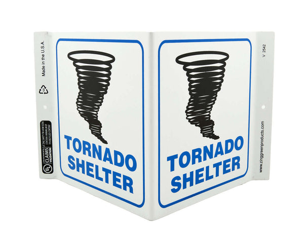 Tornado Shelter With Graphic - Eco Safety V Sign | 2542