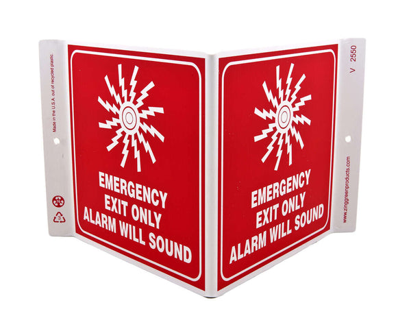 Emergency Exit Only Alarm Will Sound - Eco Safety V Sign | 2550