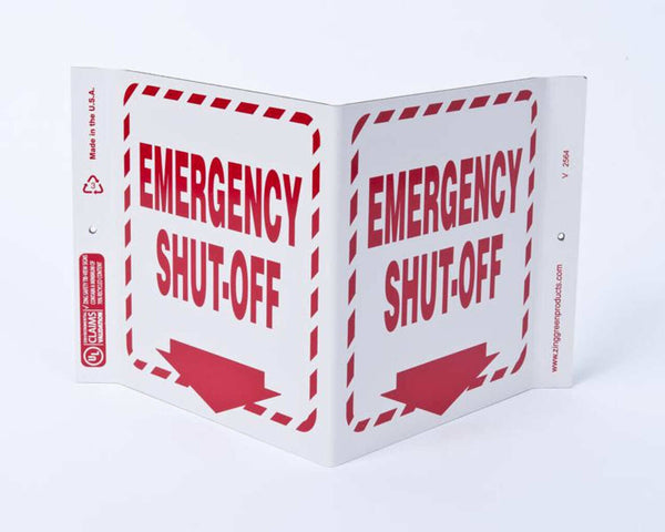 Emergency Shut-Off Down Arrow - Eco Safety V Sign | 2564