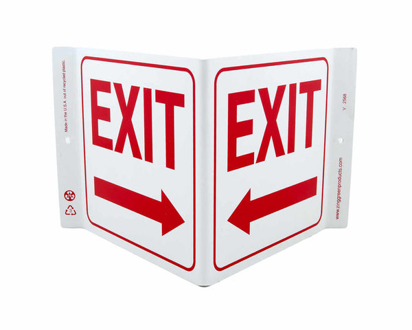 Exit With Arrow - Eco Safety V Sign | 2568