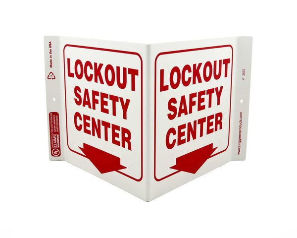 Lockout Safety Center Down Arrow - Eco Safety V Sign | 2570