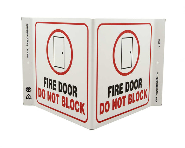 Fire Door Do Not Block - Eco Safety V Sign | 2578