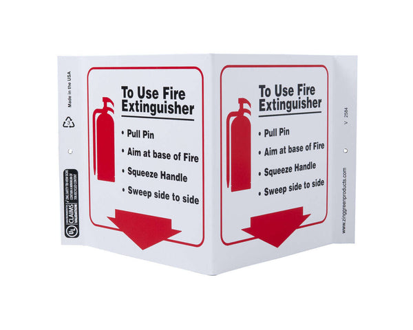 To Use Fire Extinguisher With Graphic - Eco Safety V Sign | 2584