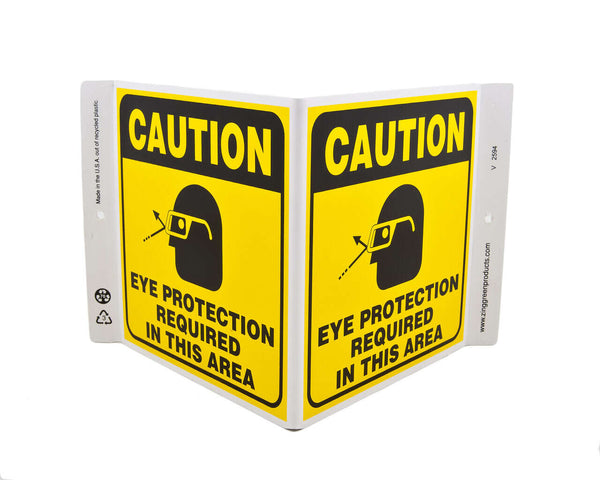 Caution Eye Protection Required In This Area - Eco Safety V Sign | 2594