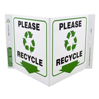 Please Recycle Down Arrow With Graphic - Eco Safety V Sign | 2610
