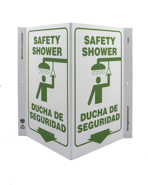 Severe Weather Shelter Area Bilingual With Graphic - Eco Safety V Sign | 2624