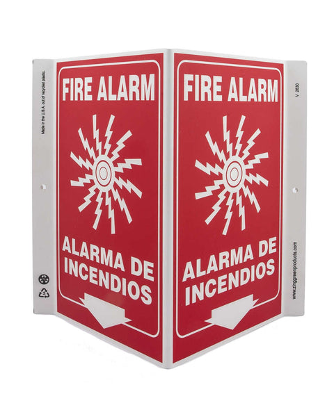 Fire Alarm Bilingual - Eco Safety V Sign | 2630