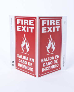 Fire Exit Bilingual - Eco Safety V Sign | 2632