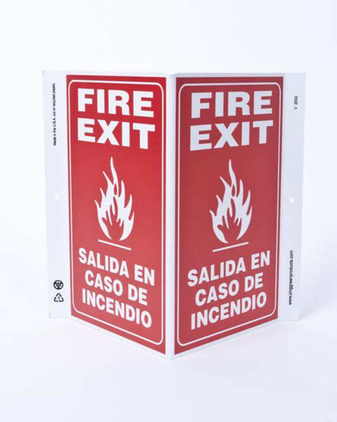 Fire Exit Bilingual - Eco Safety V Sign | 2632