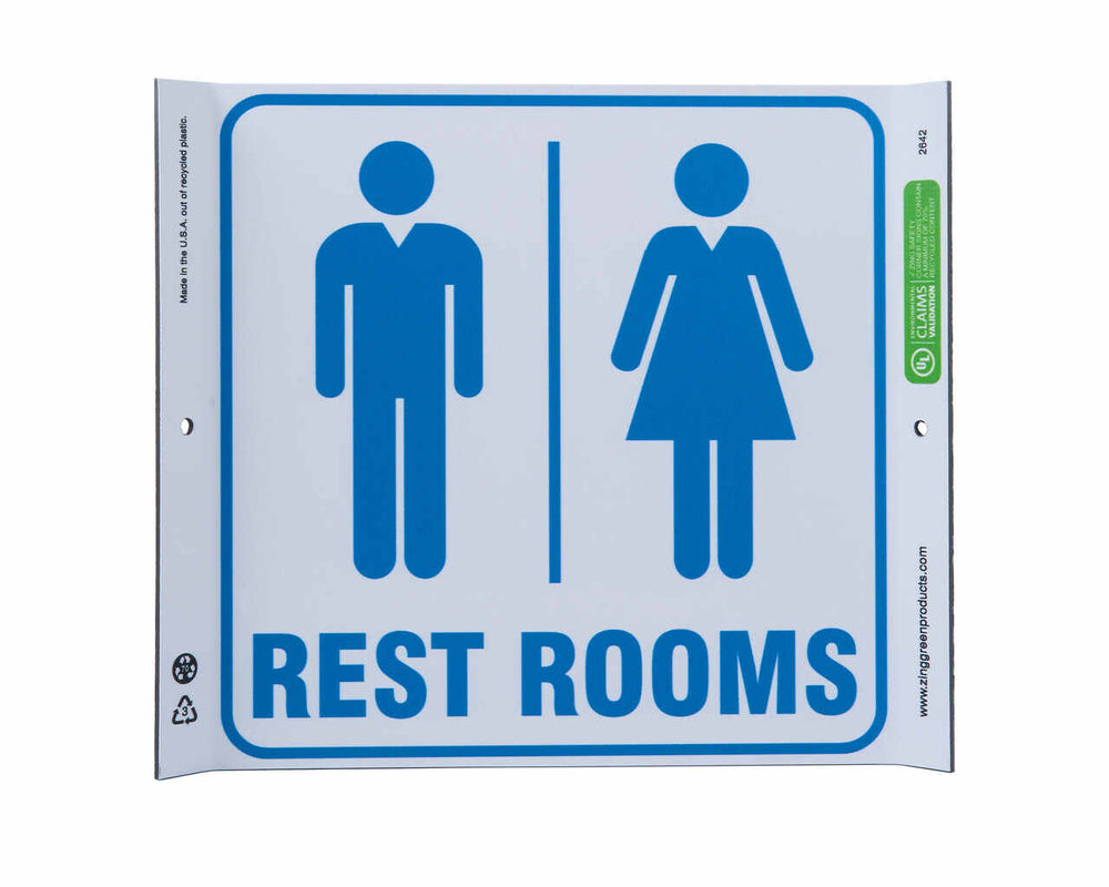 Rest Rooms With Graphic Eco Safety Corner Sign | 2642
