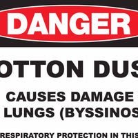 Danger Cotton Dust Eco GHS Signs Available in Different Materials | 2663