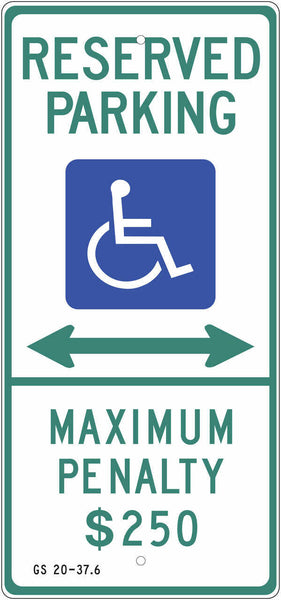 Handicapped Reserved Parking with Arrow, N. Carolina - Eco Parking Signs