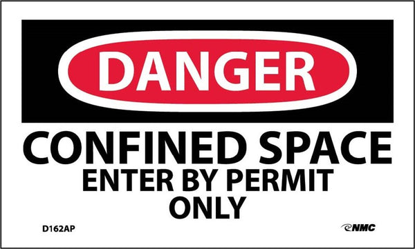 DANGER, CONFINED SPACE ENTER BY PERMIT ONLY, 3X5, PS VINYL, 5/PK