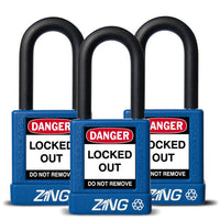 RecycLock Padlock, Keyed Alike,1.5" Shackle and 1.75" Body 3 Per Pack - Blue