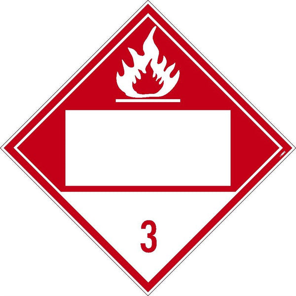 PLACARD, FLAMMABLE 3, BLANK, 10.75X10.75, REMOVABLE PS VINYL