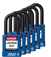 RecycLock Padlock, Keyed Alike,1.5" Shackle and 1.75" Body 6 Per Pack - Blue