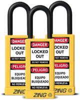 RecycLock Padlock, Keyed Alike,1.5" Shackle and 3" Body 3 Per Pack - Yellow