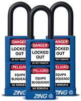 RecycLock Padlock, Keyed Alike,1.5" Shackle and 3" Body 3 Per Pack - Blue