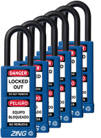 RecycLock Padlock, Keyed Alike,1.5" Shackle and 3" Body 6 Per Pack - Blue
