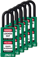 RecycLock Padlock, Keyed Alike,1.5" Shackle and 3" Body 6 Per Pack - Green