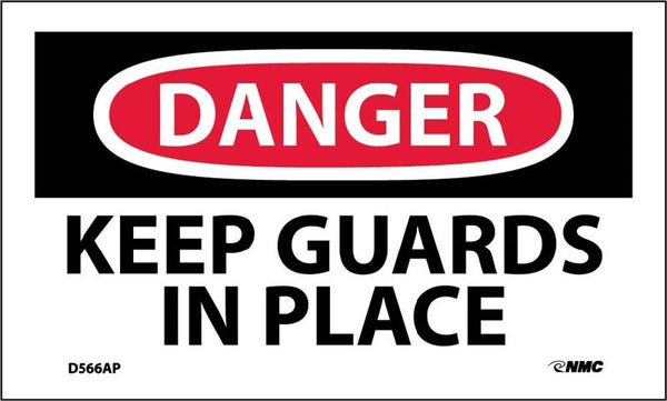 DANGER, KEEP GUARDS IN PLACE, 3X5, PS VINYL, 5/PK