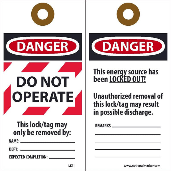 Danger Do Not Operate Lockout Tags | LLT1