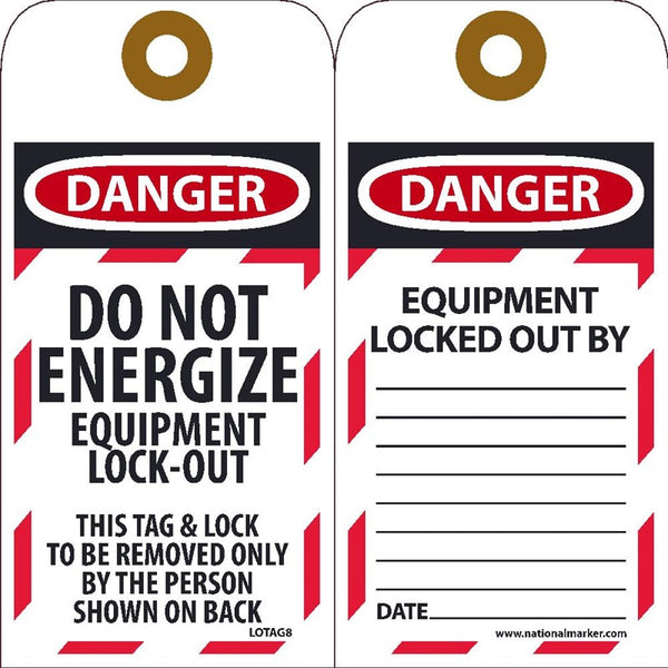 Danger Do Not Energize Equipment Lockout Tags | LOTAG8