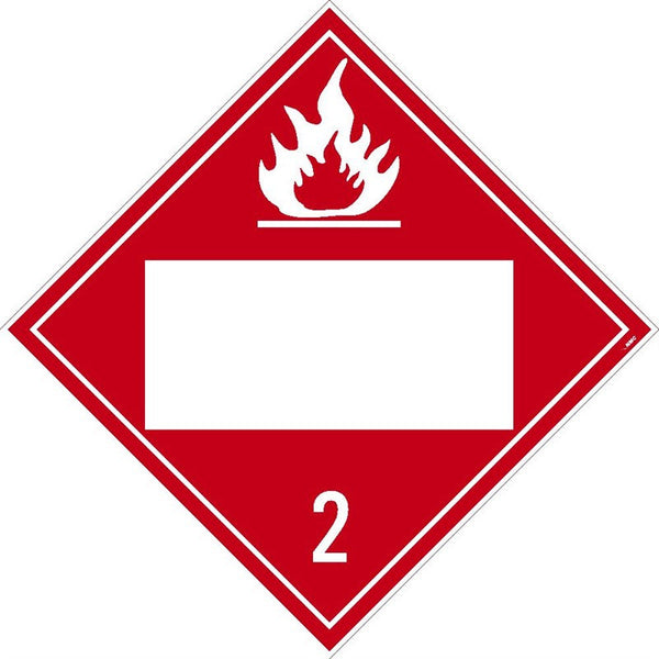 PLACARD, FLAMMABLE GAS 2, BLANK, 10.75X10.75, REMOVABLE PS VINYL, PACK 50