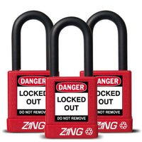 RecycLock Padlock, Keyed Alike,1.5" Shackle and 1.75" Body 3 Per Pack - Red