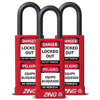 RecycLock Padlock, Keyed Alike,1.5" Shackle and 3" Body 3 Per Pack - Red